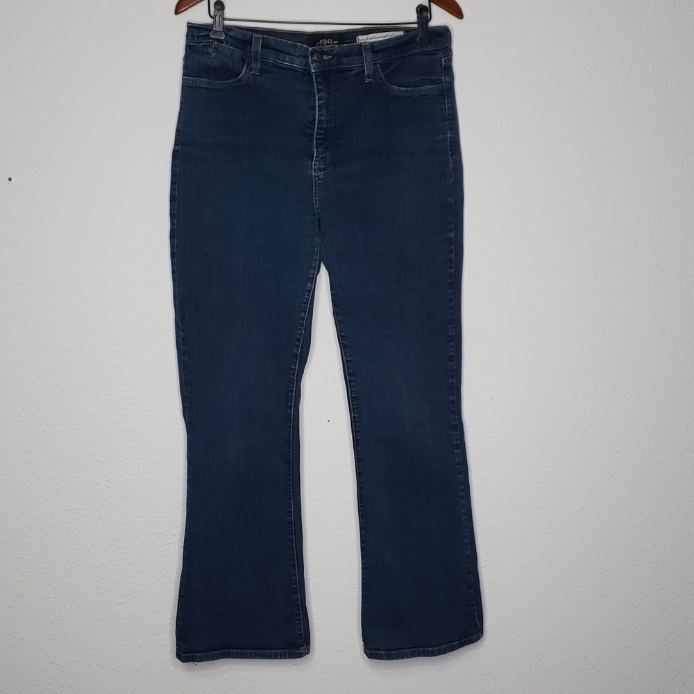 NYDJ Womens Boot Cut Dark Wash Jeans Size 12 Casual Stretch Embellished Pockets